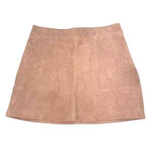 NEW H&M real suede mini skirt Size‎ 10 dusky pink